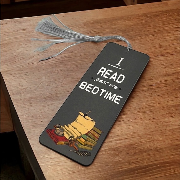 NWT I READ PAST MY BEDTIME Bookmark with tassel - Picture 2 of 2